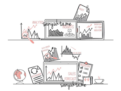 Analytics and Sales Illustration analytics budget corporate doodle drawn hand illustration inventory sales spreadsheetn stock