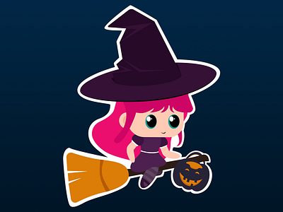 Stickermule Halloween Rebound Witch cute flying witch girl halloween halloween design illustration rebound stickermule witch