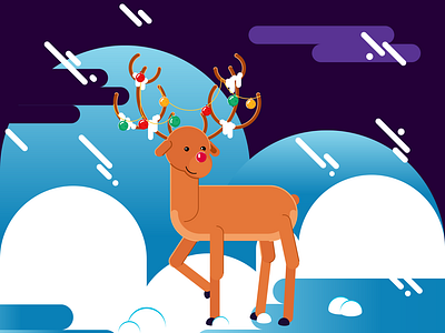 Reindeer Rudolf animal christmas design flat design illustration reindeer rudolf santa ride snow snow day vector xmas