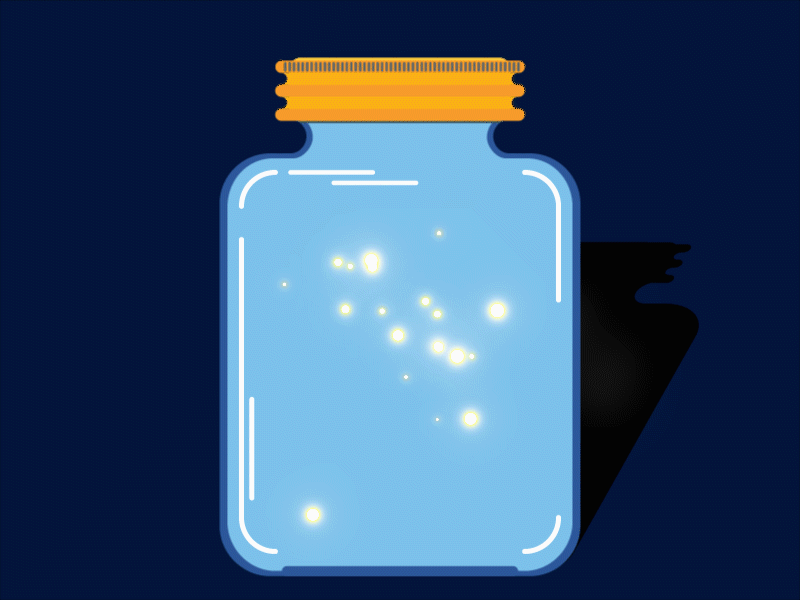 Jar of Fireflies fireflies flat illustration gif gif animated illustration jar mason jar