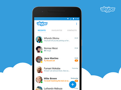 Skype Android app concept android app communication material design redesign skype