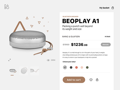 #12 - eCommerce single item bang and olufsen dailyui ecommerce interface design shopping speakers ui