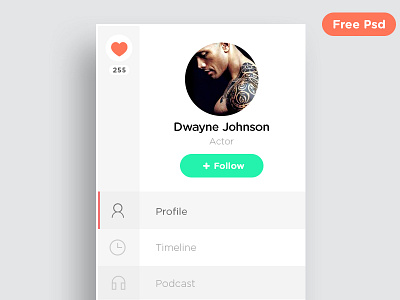 Profile follow heart profile psd widget