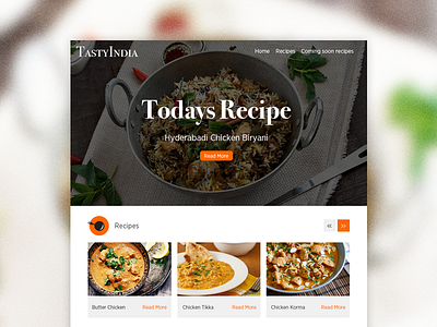 Tastyindia city food homepage india orange responsive ui website