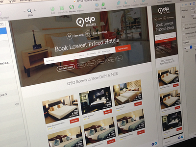 Hotel promo page booking hotel listing red rooms ui ux