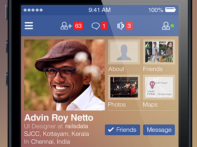 iPhone iOS7 app for Facebook