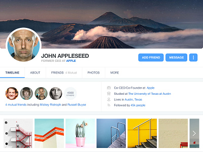 Apple Facebook acquired apple clean facebook minimal ui profile redesign web