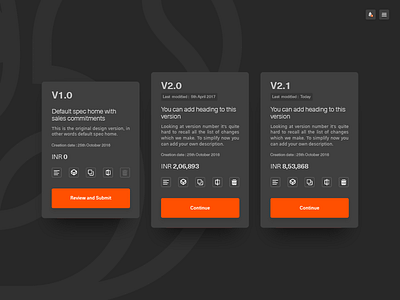 Versioning cards compare copy delete details edit layout managing review submit versions