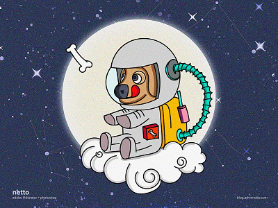 The Doggy Style astronaut clouds dog illustration space spacetravel