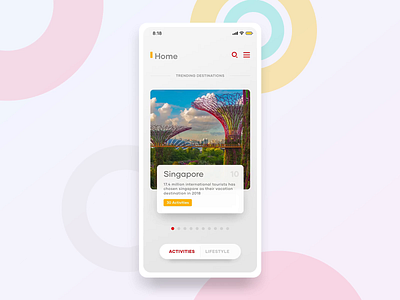 Travel Concept android animation hamburger illustration ios landing page menu redesign swipe tinder travel typography