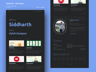 UI/UX Designer - Portfolio Web Design @sidh8artha blue dark figma free web design landing page uiux designer web design web portfolio
