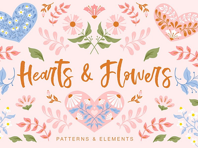 Hearts & Flowers patterns + elements 3d animation app branding design graphic design icon illustration logo motion graphics typography ui ux vector