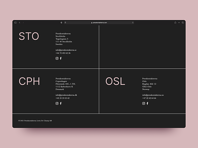 Footer contact section for a Scandinavian PR Agency