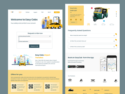 EasyCab design figma illustration taxi booking website ui