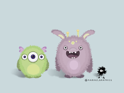 Fluffy Monsters cute illustration graphic graphicdesign kids illustration monster three vector vector art vectorillustration