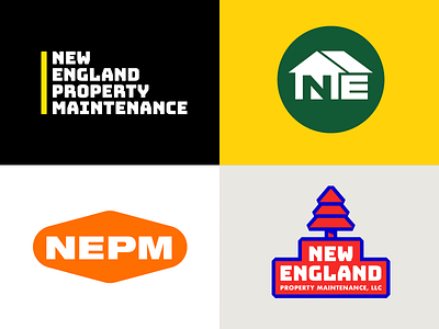 New England Property Maintenance Logo Options branding construction logos