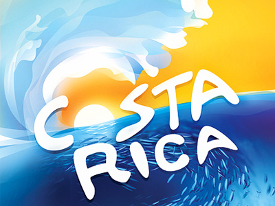 Costa Rica colors contras poster sunset waves