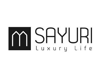 SAYURI - Exclusive Real Estate black brand building design icon illustration logo mark real estate symbol typography vector