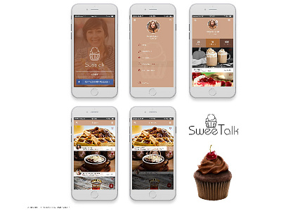 SweeTalk - Social media app for people who love sweets app food icons ios mobile social media sweet ui ux