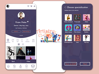 Artistry mobile app app artist artists artlovers design mobapp mobile mobileapp productdesign ui uidesign ux uxcasestudy uxdesign