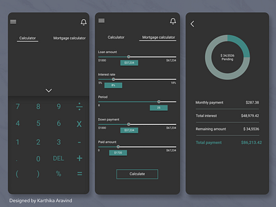 Calculator with Mortgage calculator option calculator design mobapp mobile mortgagecalculator ui uidesign uiux ux uxdesign