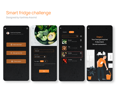 Smart fridge mobile app design expiryalert food mobapp mobile mobileapp smartfridgeapp smartfridgeappdesign ui uidesign uiux uxdesign