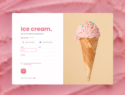 #DailyUI 001 SignUp app design ice cream icecream sign up signup ux
