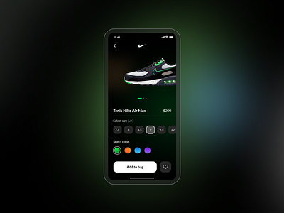 Single Product - Nike Shoes app dailyui design gradients green mobile nike product shoes ui ux web
