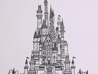 A Castle for my Nieces castle doodle drawing fantasy freehand illustration royal sharpie