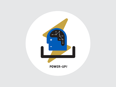 Hello dribbble! brain power up sticker