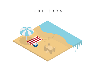 3d Holidays 3d 3d illustratio flat holidays illustratio illustrator isometric sand castle summer towel umbrella