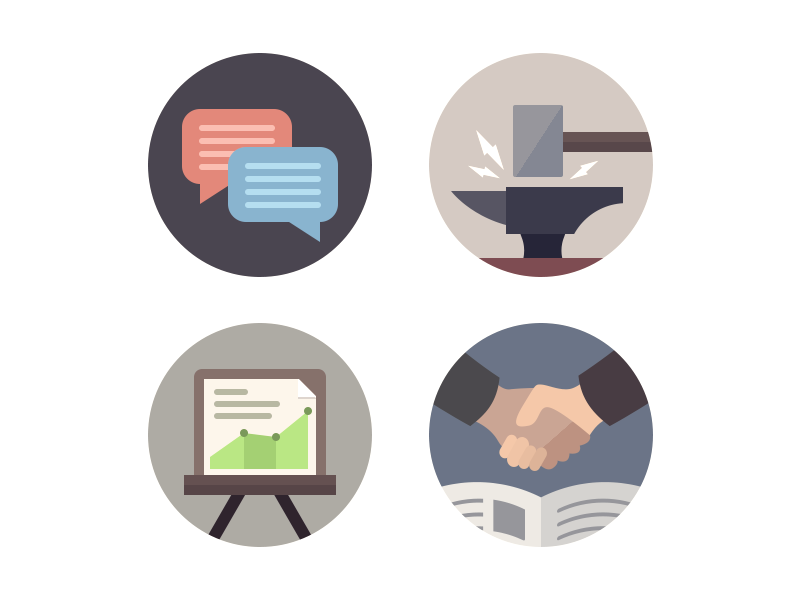 Web Icons web icons illustration craft strategy connect conversation circular flat color website