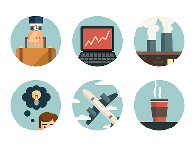 Business Icons briefcase business coffee flat flight icons ideas illustration industry laptop ui web