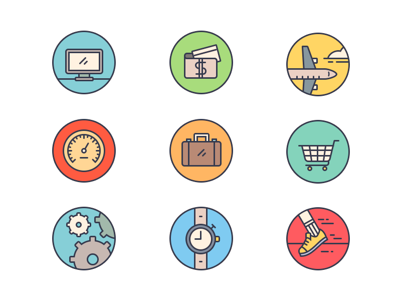 HR Website Icons website web ui icons illustration hr hire travel performance time marketplace expense