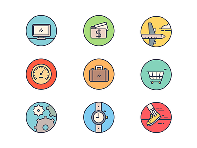 HR Website Icons expense hire hr icons illustration marketplace performance time travel ui web website