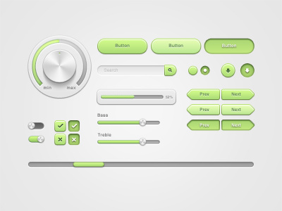 Light Green Ui Elements button clean green kit search switch ui volume