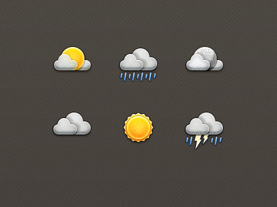 Weather Icons app cloudy design icon icons rainy sunny texture ui weather