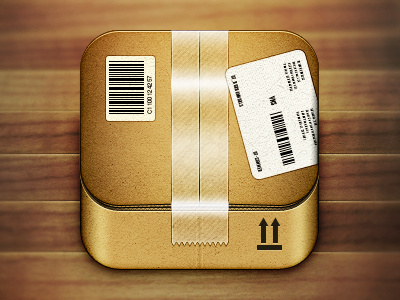 Cardboard Box Icon app box cardboard design icon icons illustration ios iphone package texture