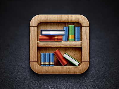 Bookshelf iOS Icon app book bookshelf icon icons ios iphone reading texture wood