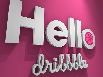 Hello Dribbble! 3d debut dribbble font helllo letter lettering render shot typography