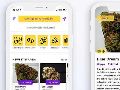 Weedique App app application canada delivery interface iphone iphone x mobile startup ui ux weed