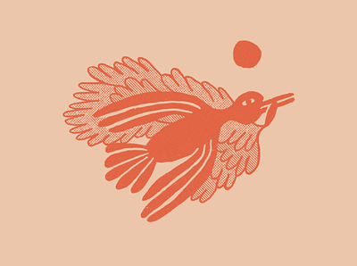 Hi Bird bird halftone illustration procreate red spot texture tonal truegrit