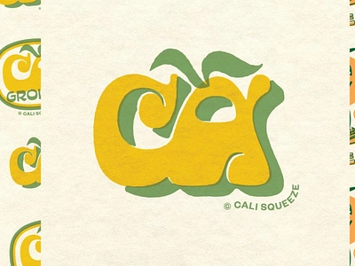 Cali Squeeze CA Grown badge ca california drawing graphic design green identity lettering lockup mark yellow