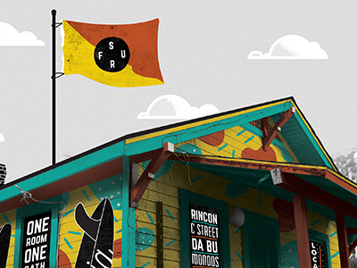 Ventura Surf House abandoned beach color flag house photo illustration surf surfing vector ventura