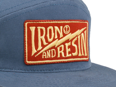 Hat For Iron and Resin blue bolt california design gold hat lettering lightning bolt patch red