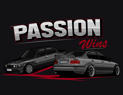 Passion wins illustration. art cars design illustration vector