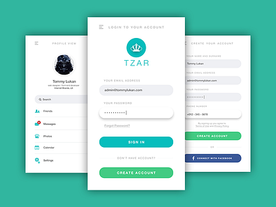 Tzar UI Kit account app flat freebie interface ios kit login mobile profile ui ux