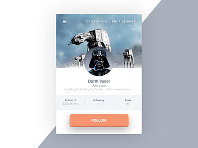 DailyUI 006 - Profile Page application dailyui profile star wars