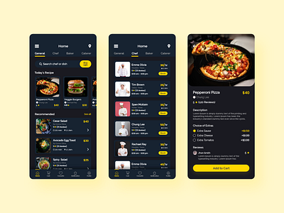 Home Chef Recipe App app chef clean clean ui delivery app design food delivery app food order app food ordering app minimal minimalist mobile app design order food recipe recipe app trendy trendy design ui ux