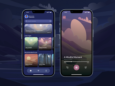 Meditation App UI design Concept app design meditation meditation app mobile ui ui design ui design challenge uidesign